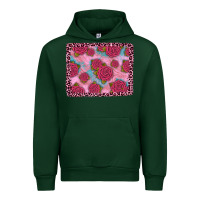Forest Green pink rose leopard background Urban Hoodie - JahusDesignShop