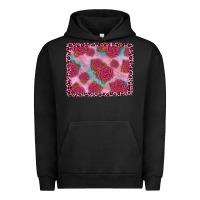 Pigment Black pink rose leopard background Urban Hoodie - JahusDesignShop