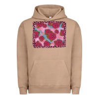 Pink Rose Leopard Background Urban Hoodie | Teevron