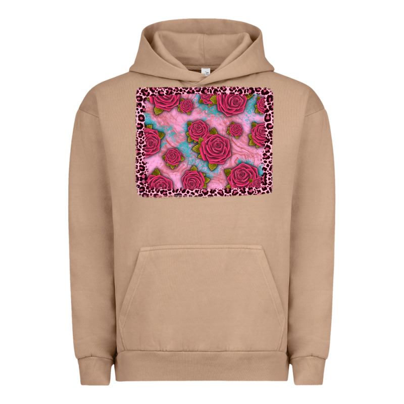 Pink Rose Leopard Background Urban Hoodie by JahusDesignShop | Teevron