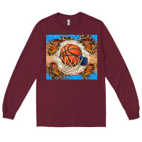 Burgundy basketball Long Sleeve Tee - FaDigitalArtStudio