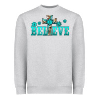 Heather Grey western turquoise's gemstones cross believe Heavyweight Sweatshirt - BarkalooDesign