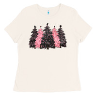 Bone pink christmas trees Ladies Tee - CowGirlArtShop
