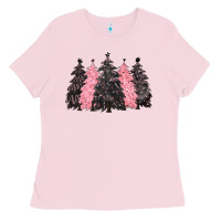 Bubblegum Pink pink christmas trees Ladies Tee - CowGirlArtShop