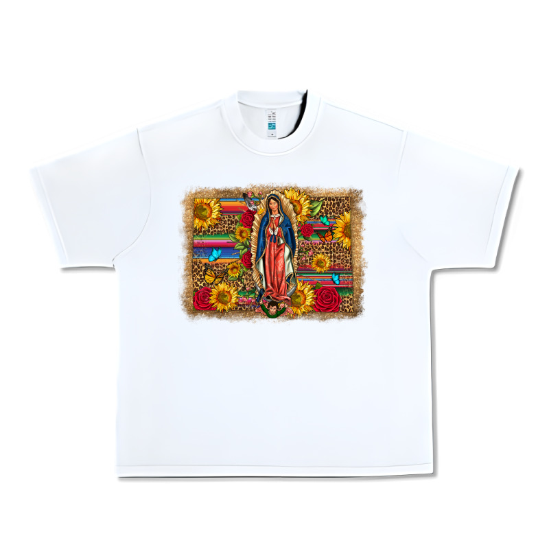 Our Lady Of Guadalupe Glitter Leopard Flowers Urban Heavy Tee by FaDigitalArtStudio | Teevron