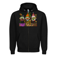 Black happy hallothanksmas gnomes Zipper Hoodie - AdoDesignShop