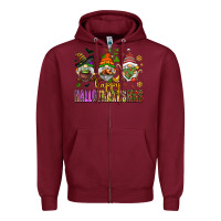 Burgundy happy hallothanksmas gnomes Zipper Hoodie - AdoDesignShop