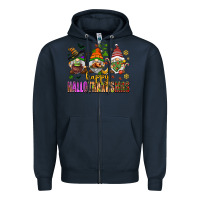 Navy happy hallothanksmas gnomes Zipper Hoodie - AdoDesignShop