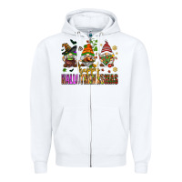 White happy hallothanksmas gnomes Zipper Hoodie - AdoDesignShop