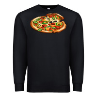 Black big pizza Premium Sweatshirt - AdoDesignShop