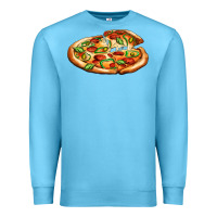 Ocean Blue big pizza Premium Sweatshirt - AdoDesignShop