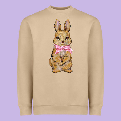 Easter Rabbit Pink Flowers Heavyweight Sweatshirt Designed By Barkaloodesign