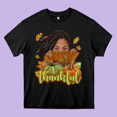 Thankful Fall With Black Girl Heavy Core Tee Designed By Nancycooperartshop