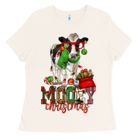 Bone mooey christmas holstein cow Ladies Tee - CowGirlArtShop
