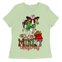 Matcha mooey christmas holstein cow Ladies Tee - CowGirlArtShop