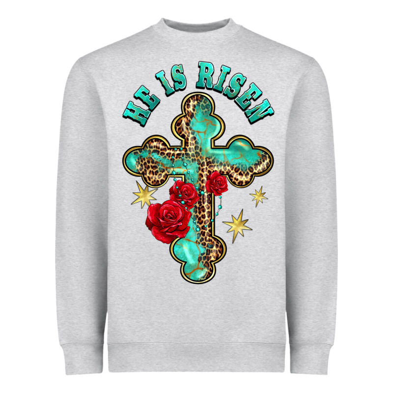 He Is Risen Cross With Roses Heavyweight Sweatshirt by BarkalooDesign | Teevron