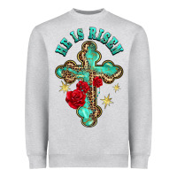 Heather Grey he is risen cross with roses Heavyweight Sweatshirt - BarkalooDesign
