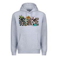 Heather Grey nurse leopard and cowhide Premium Hoodie - CowhideDigitalArt