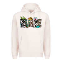 Pale Pink nurse leopard and cowhide Premium Hoodie - CowhideDigitalArt