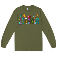 Army Green Easter Teacher Long Sleeve Tee - BundleAndBundleShop