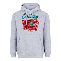 Heather Grey call me roses and pink telephone Heavyweight Hoodie - AdoDesignShop