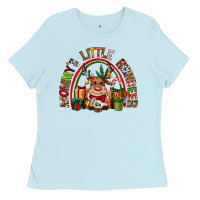 Baby Blue mommys little reindeer christmas Ladies Tee - CowGirlArtShop