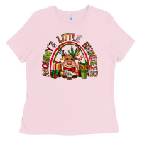Bubblegum Pink mommys little reindeer christmas Ladies Tee - CowGirlArtShop