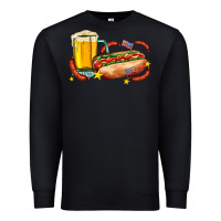 Black hot dog and beer with stars and usa flags Premium Sweatshirt - AdoDesignShop