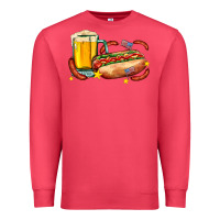 Cardinal hot dog and beer with stars and usa flags Premium Sweatshirt - AdoDesignShop