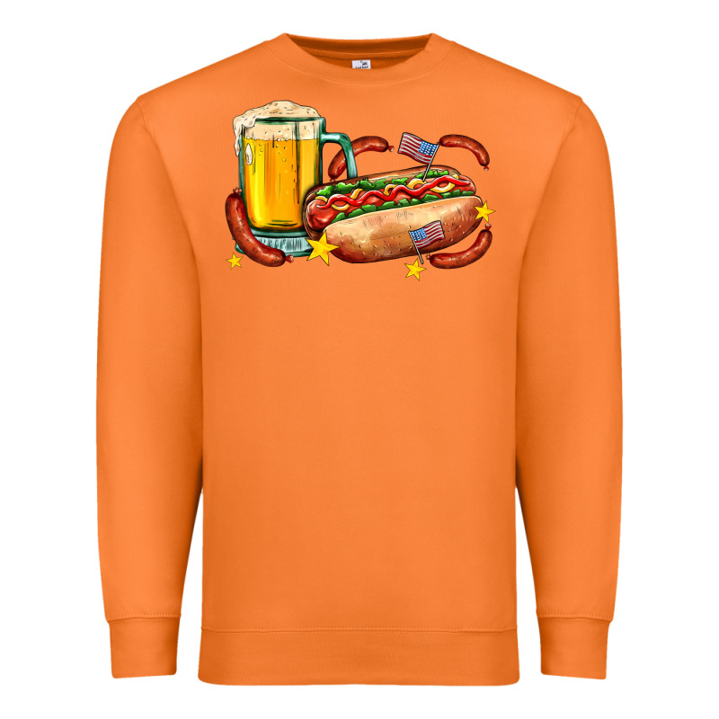 Hot Dog And Beer With Stars And Usa Flags Premium Sweatshirt by AdoDesignShop | Teevron