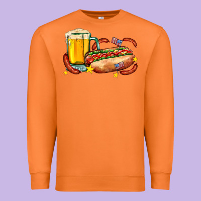 Hot Dog And Beer With Stars And Usa Flags Premium Sweatshirt Designed By Adodesignshop
