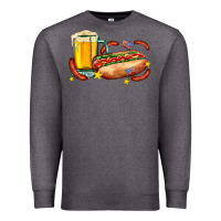 Charcoal Heather hot dog and beer with stars and usa flags Premium Sweatshirt - AdoDesignShop