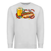 Dove Grey hot dog and beer with stars and usa flags Premium Sweatshirt - AdoDesignShop
