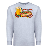 Heather Grey hot dog and beer with stars and usa flags Premium Sweatshirt - AdoDesignShop