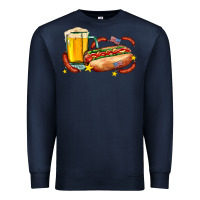 Navy hot dog and beer with stars and usa flags Premium Sweatshirt - AdoDesignShop