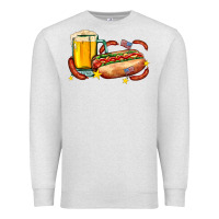 Oatmeal Heather hot dog and beer with stars and usa flags Premium Sweatshirt - AdoDesignShop