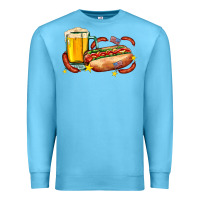 Ocean Blue hot dog and beer with stars and usa flags Premium Sweatshirt - AdoDesignShop