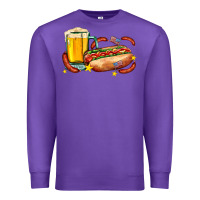Purple hot dog and beer with stars and usa flags Premium Sweatshirt - AdoDesignShop