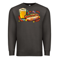 Smoke hot dog and beer with stars and usa flags Premium Sweatshirt - AdoDesignShop