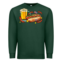 Sports Green hot dog and beer with stars and usa flags Premium Sweatshirt - AdoDesignShop