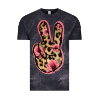 Cloud Black Floral Leopard Peace Sign Vintage Tee - Jasminsmagicworld