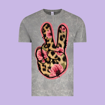 Floral Leopard Peace Sign Vintage Tee Designed By Jasminsmagicworld
