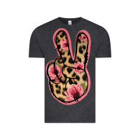 Vintage Black Floral Leopard Peace Sign Vintage Tee - Jasminsmagicworld