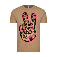 Vintage Coffee Floral Leopard Peace Sign Vintage Tee - Jasminsmagicworld