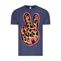Vintage Denim Floral Leopard Peace Sign Vintage Tee - Jasminsmagicworld