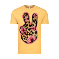 Vintage Mustard Floral Leopard Peace Sign Vintage Tee - Jasminsmagicworld