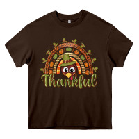 Chocolate Brown Turkey rainbow thankful thanksgiving Heavy Core Tee - NancyCooperArtShop