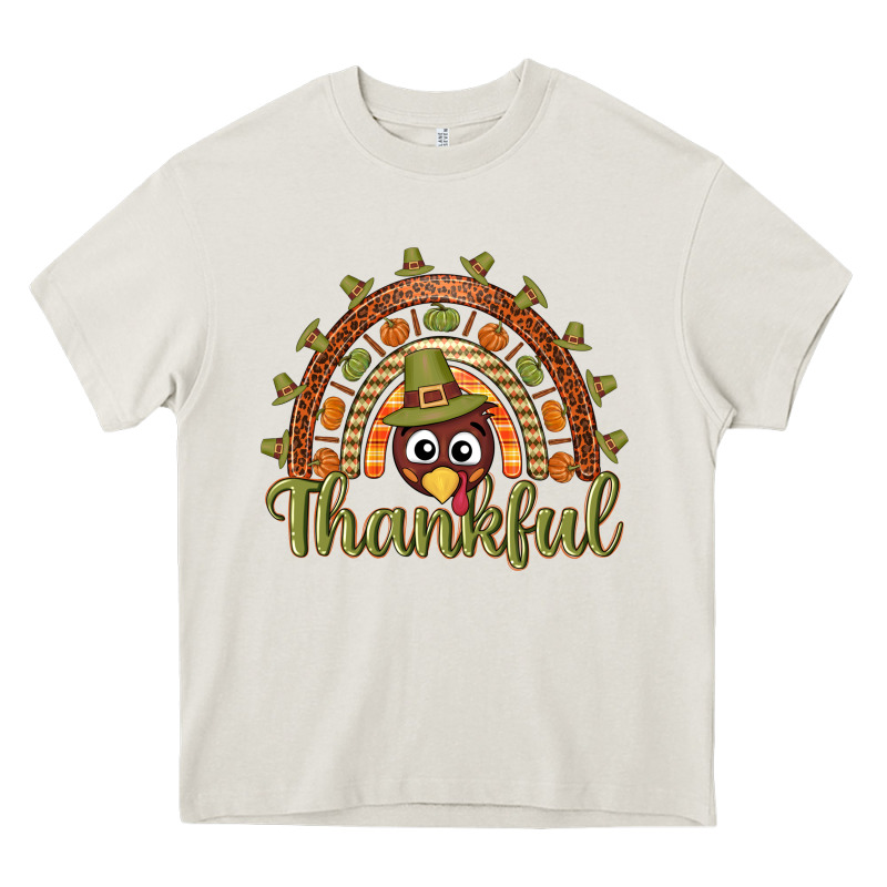 Turkey Rainbow Thankful Thanksgiving Heavy Core Tee by NancyCooperArtShop | Teevron