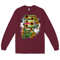 Burgundy Rhode island State aMp Long Sleeve Tee - RanaPortraitStore