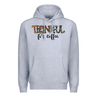 Heather Grey thankful for coffee Premium Hoodie - CowhideDigitalArt